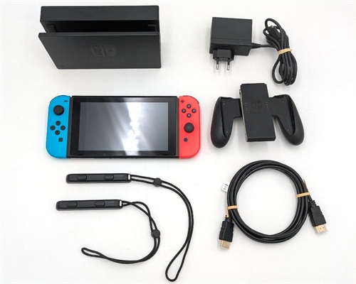 Nintendo Switch - Neon Blue & Neon Red - Konsol - Komplet I Æske - 2019 Model - SNR XKJ20017099477 (B Grade) (Genbrug)